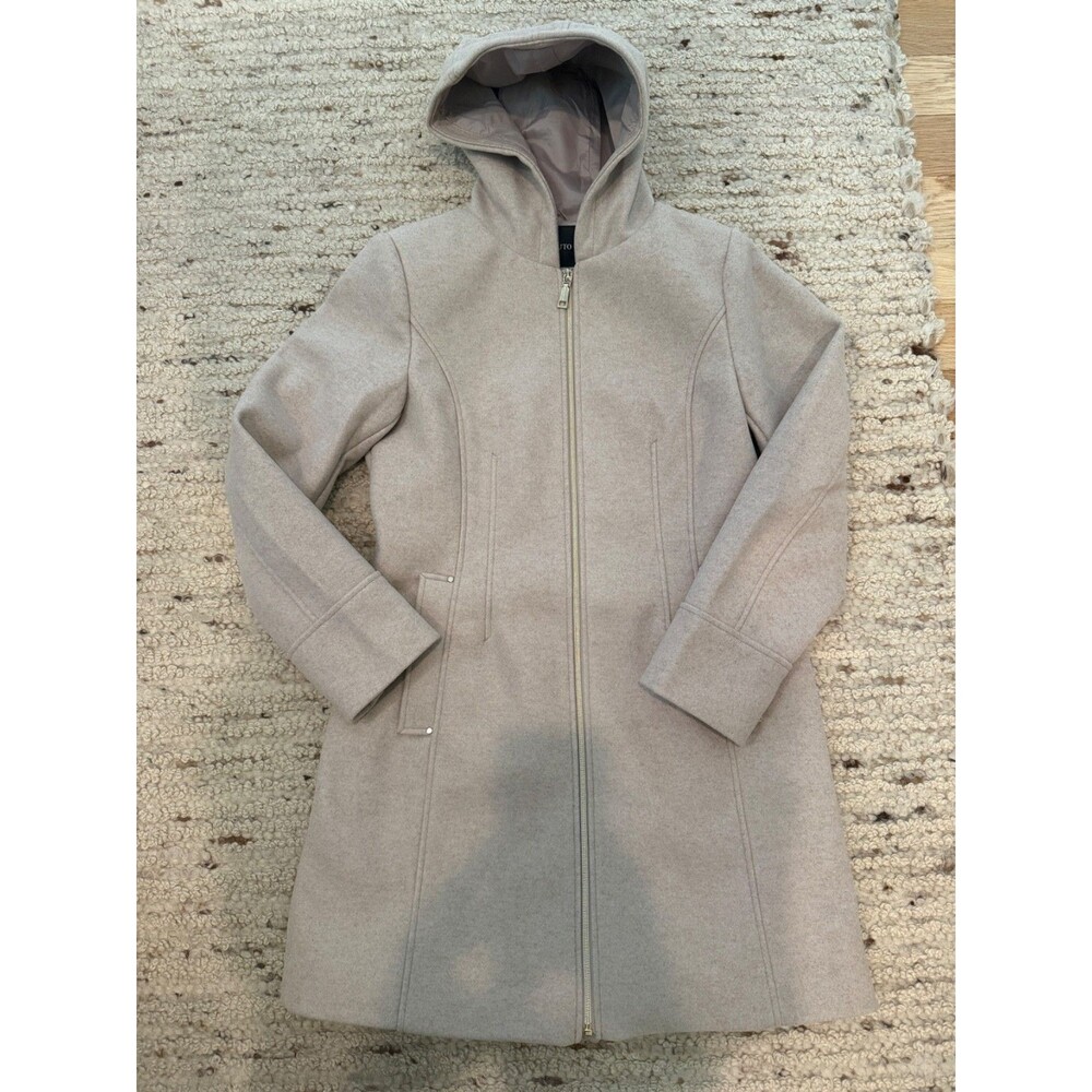 Vince Camuto Women’s Hooded Zip Front Coat Beige Taupe Size Medium